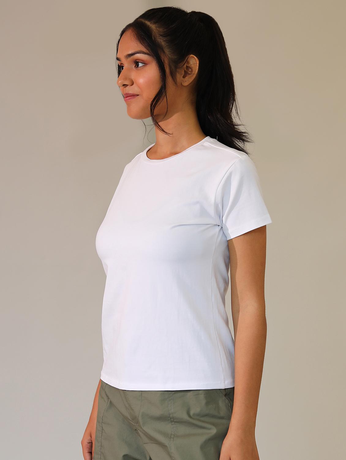 women solid cotton modal short sleeves t-shirt - 21164626 - Zoom Image - 4