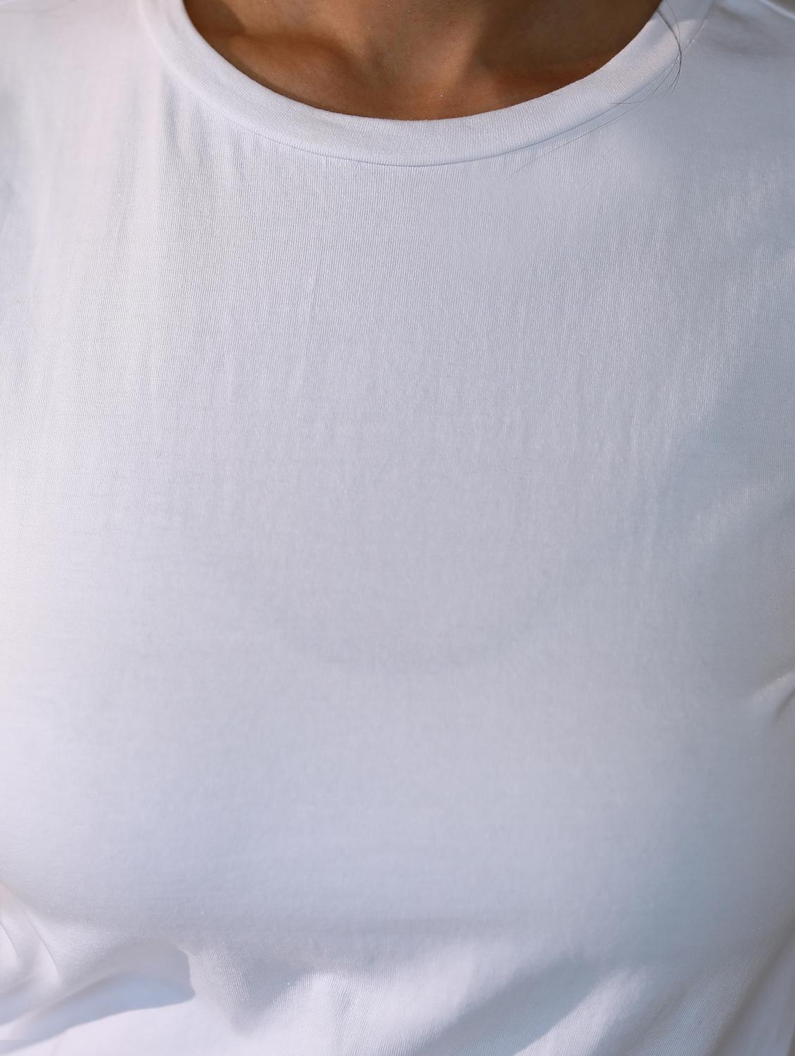 women solid cotton modal short sleeves t-shirt - 21164626 - Standard Image - 7