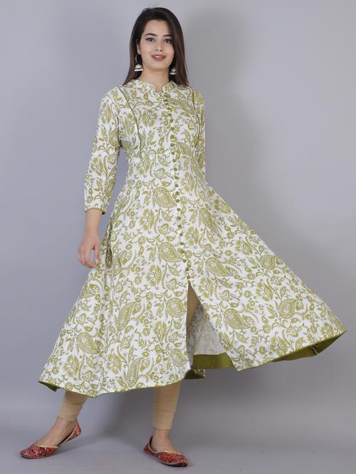 white colored viscose front slit kurta - 21170719 -  Standard Image - 0