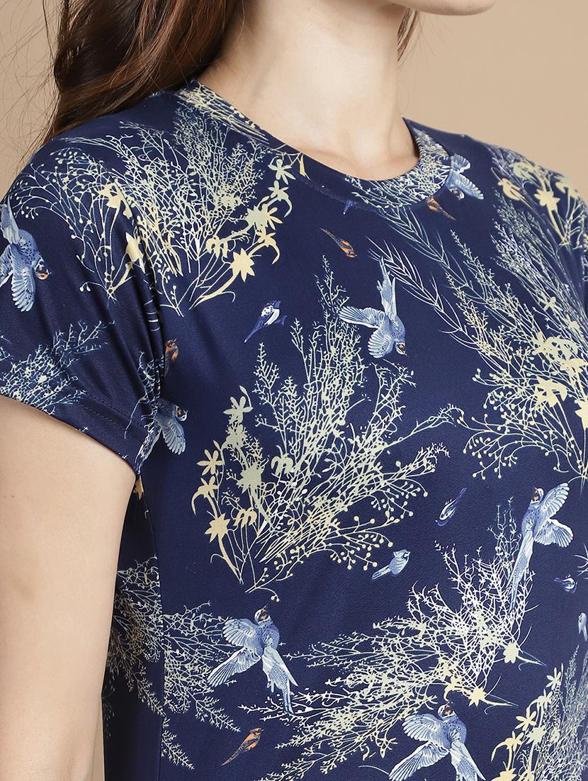 navy blue printed top & pyjama set - 21173984 - Standard Image - 5