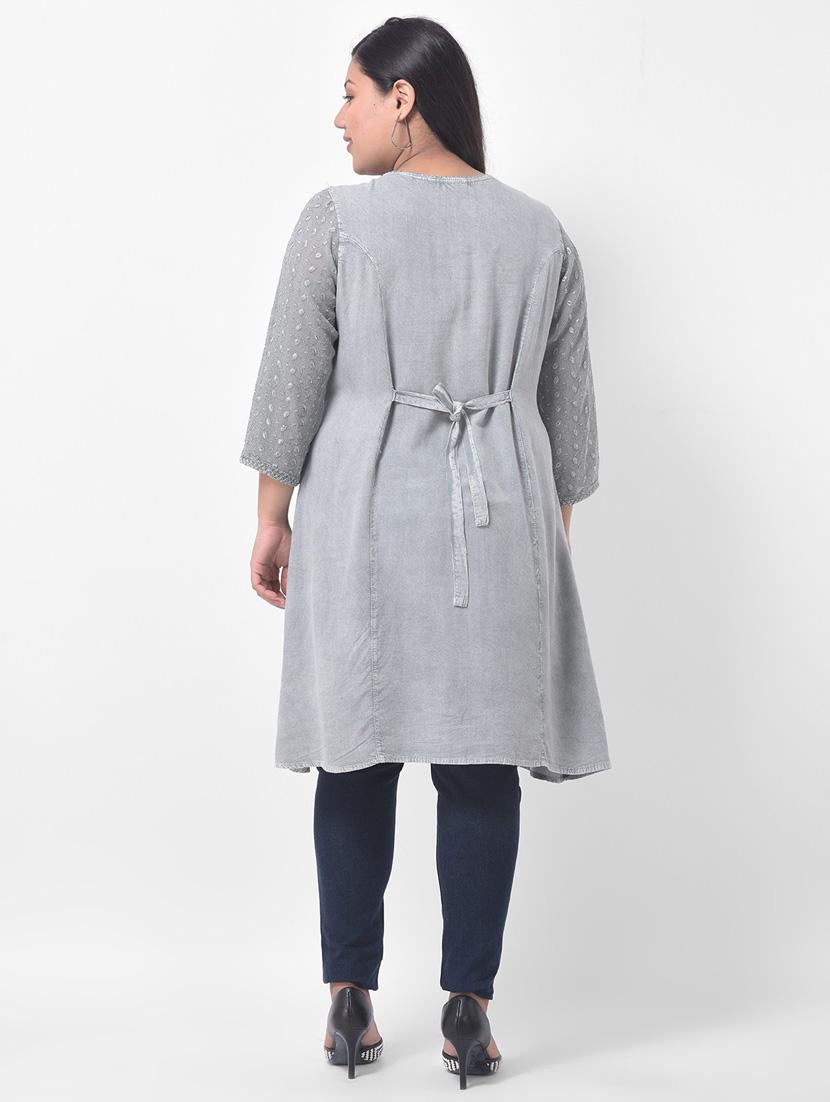grey rayon regular tunic - 21178741 - Standard Image - 2