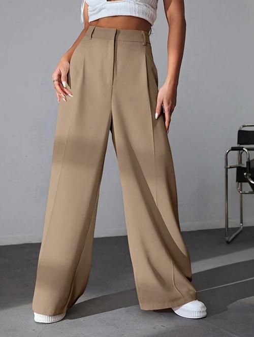 women solid high rise wide leg trouser - 21179886 - Very Small Image - 1