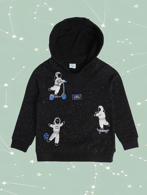 black cotton blend front print sweatshirt - 21183488 - Very Small Image - 1