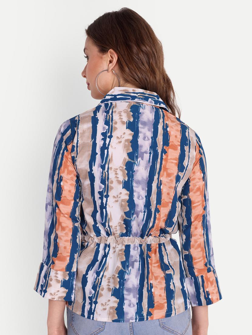 blue cotton blend shirt top - 21185482 - Standard Image - 2