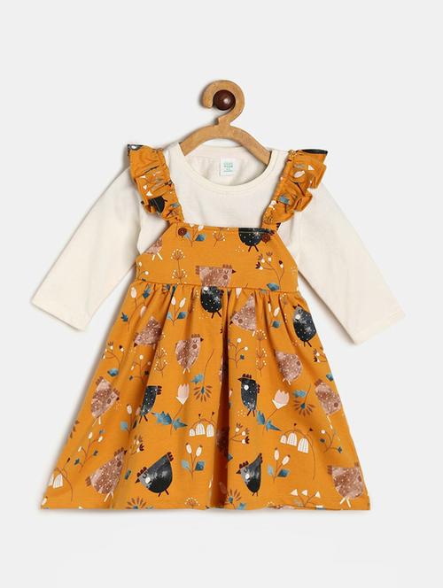 mustard cotton dungaree set - 21187056 - Very Small Image - 1