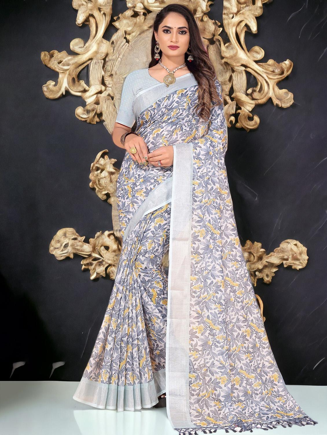 women floral printed saree with blouse - 21218577 - Zoom Image - 0