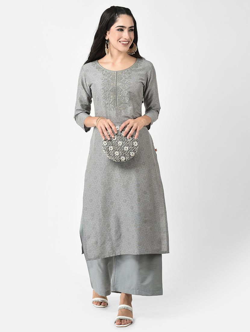 women three quarter sleeve straight kurta - 21219837 - Zoom Image - 4