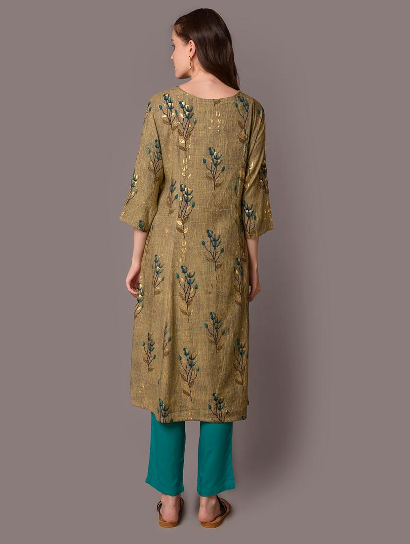 women three quarter sleeve straight kurta - 21221530 - Standard Image - 3