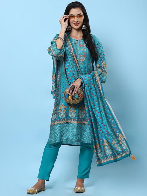 women printed kurta dupatta set - 21221660 - Very Small Image - 1