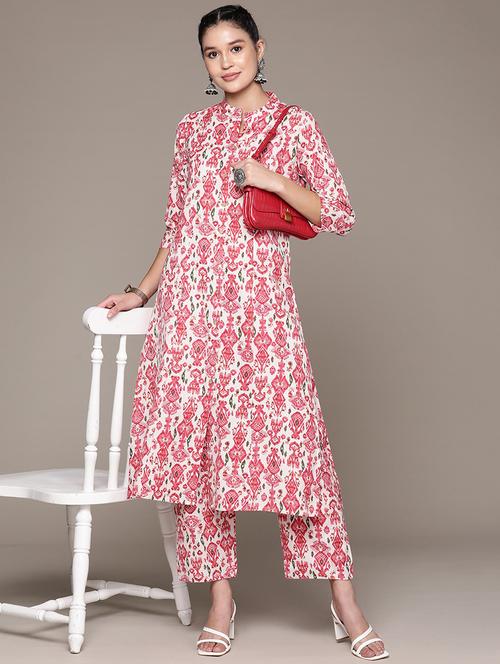 women three quarter sleeve printed co-ord set - 21224785 - Standard Image - 0