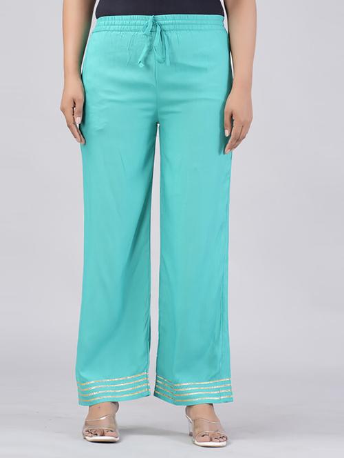 women straight fit solid palazzo - 21231976 - Very Small Image - 1