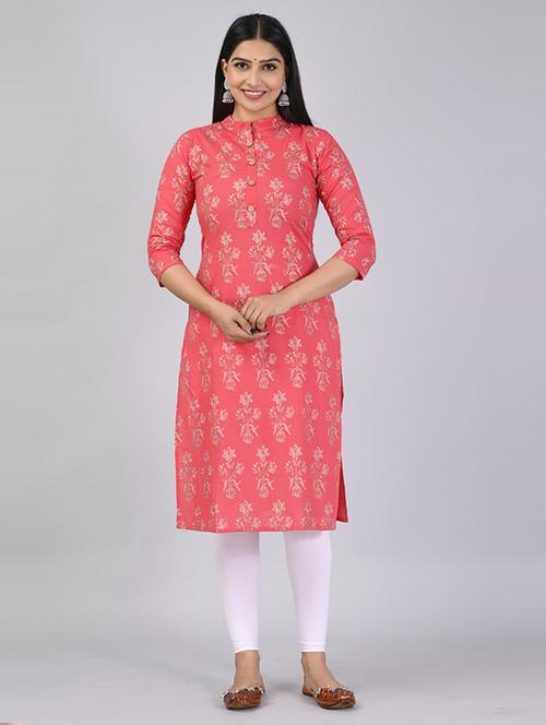 women three quarter sleeve printed straight kurta - 21232049 - Very Small Image - 1
