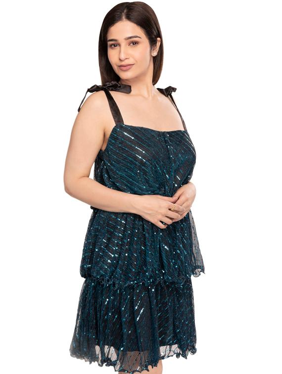 blue polyester tiered dress - 21232920 - Zoom Image - 2