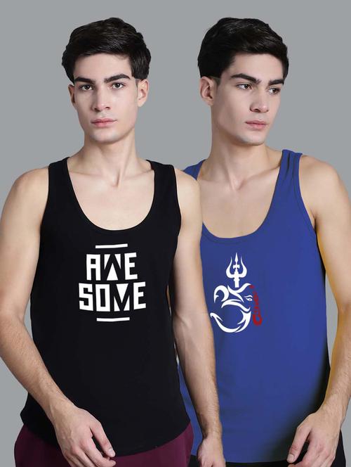 men pack of 2 printed vests - 21234224 - Very Small Image - 1