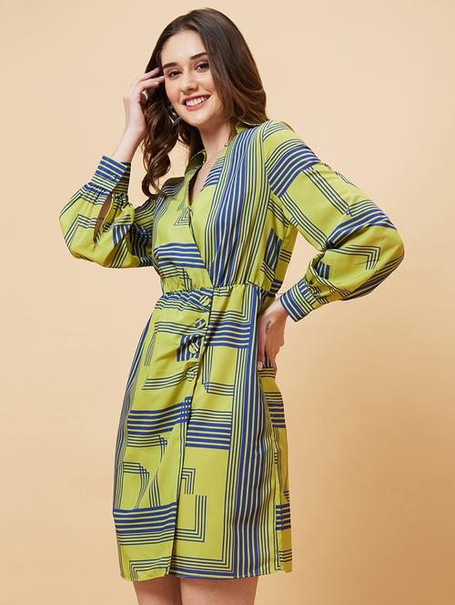 green polyester a-line dress - 21237424 - Very Small Image - 1