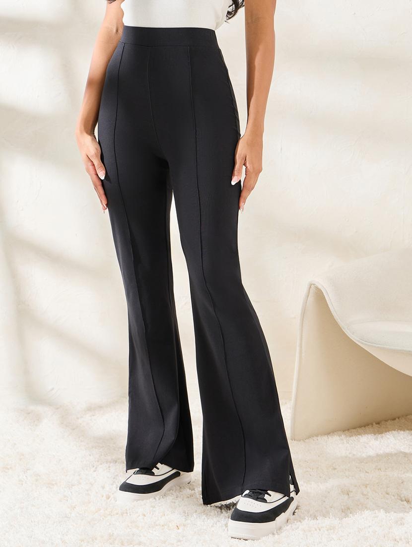 black polyester bootcut trouser - 21238604 - Zoom Image - 0