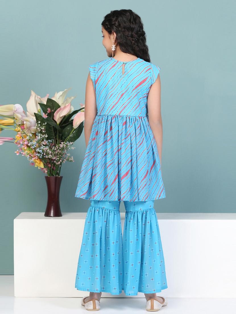 blue georgette kurta pant set - 21242730 - Zoom Image - 2