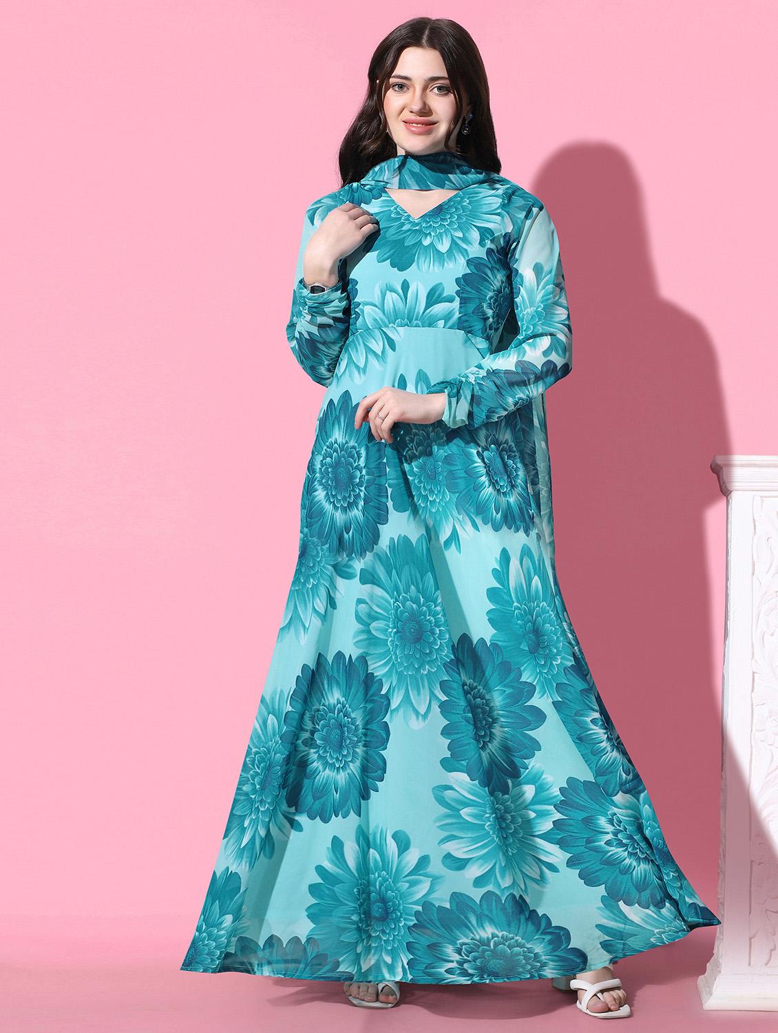 light blue georgette aline dress