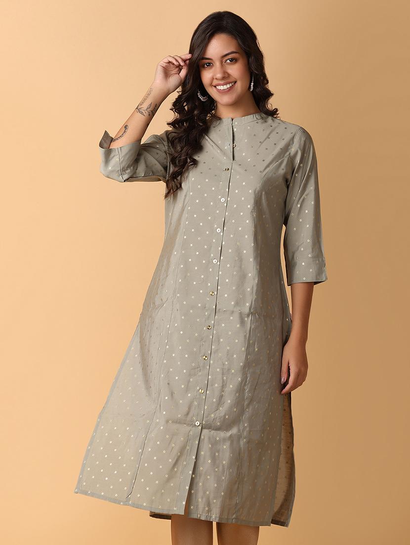 women three quarter sleeve a-line kurta - 21244186 -  Zoom Image - 0