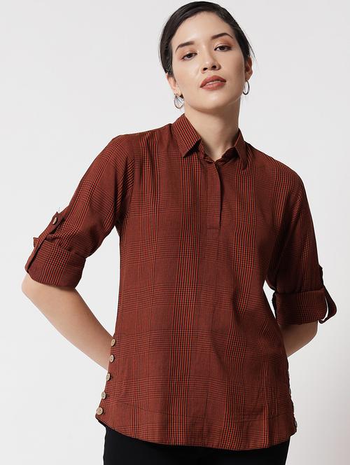women collared checks regular shirt - 21244978 - Standard Image - 0
