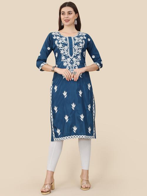 women three quarter sleeve straight kurta - 21246531 - Very Small Image - 1