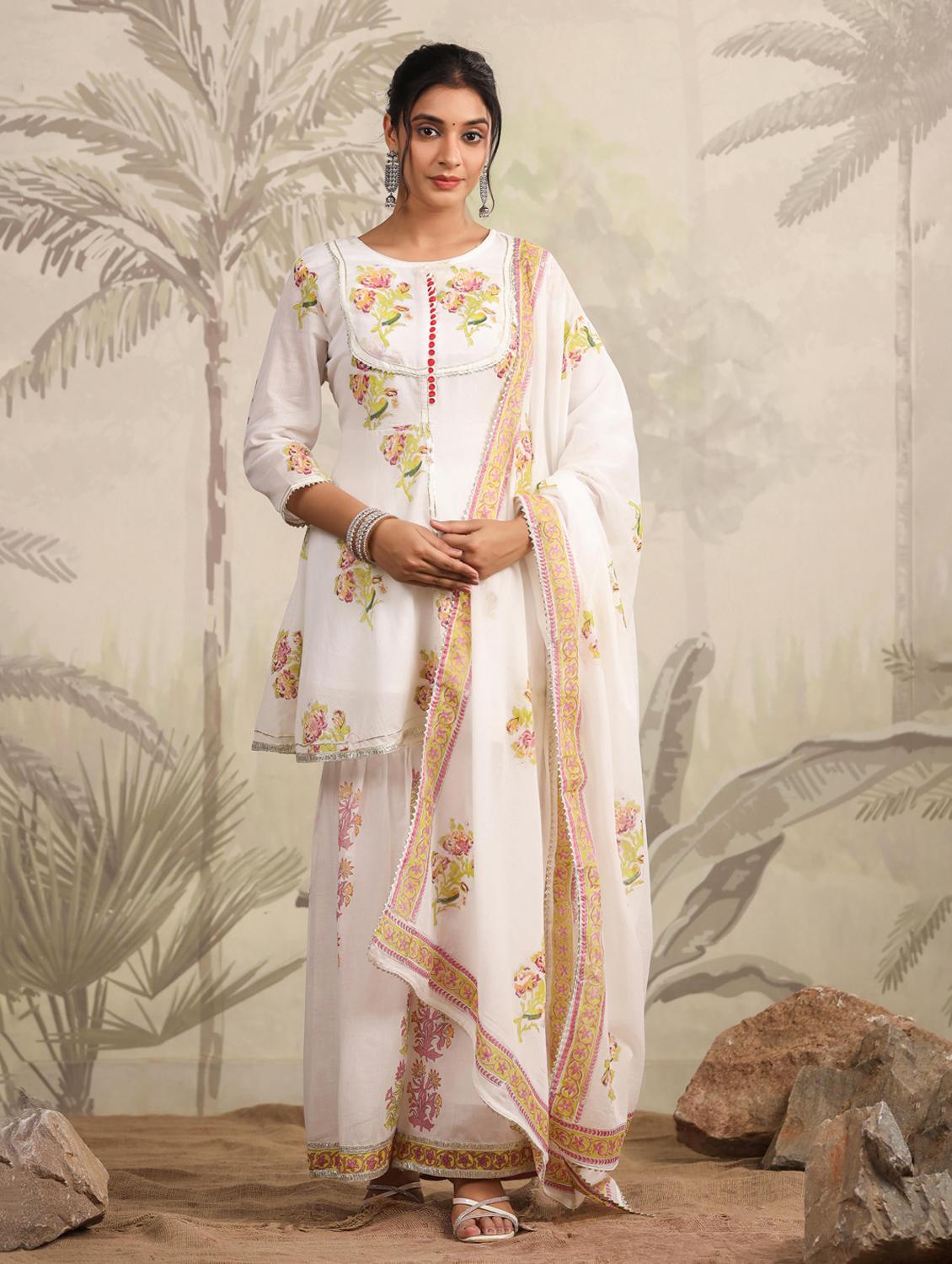 women three quarter sleeve kurta sharara set - 21249514 - Standard Image - 3