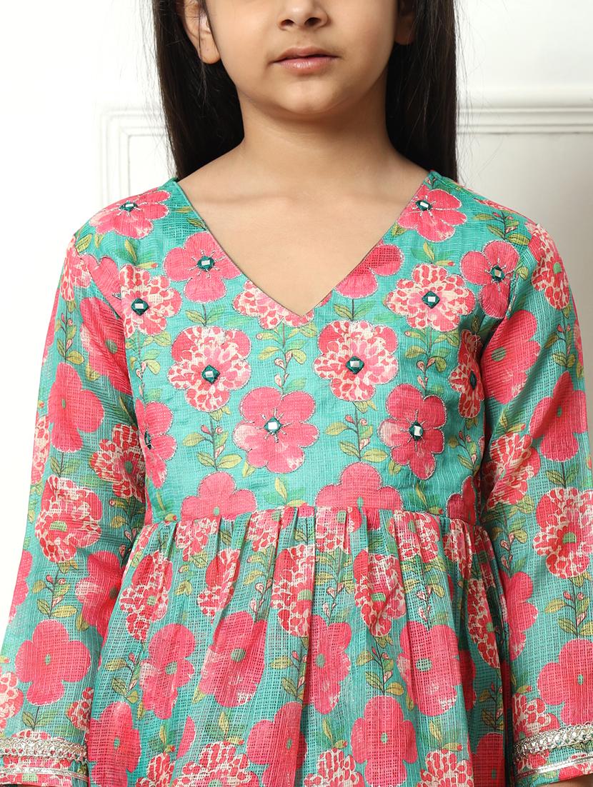 girls printed cotton kurta palazzo suit set - 21254054 - Zoom Image - 5