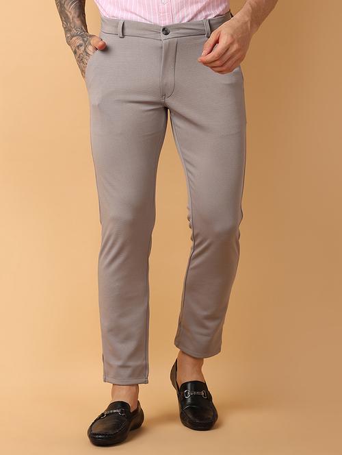 men mid-rise solid chinos casual trouser - 21266149 - Very Small Image - 1