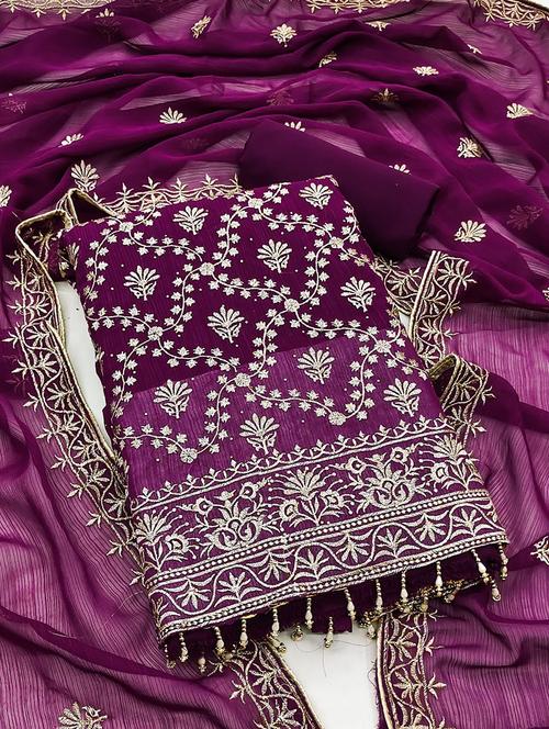 embroidered unstitched suit set - 21267249 - Very Small Image - 1