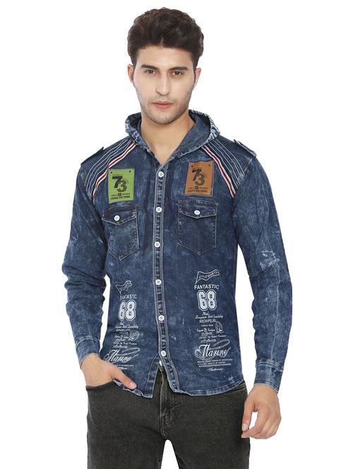 blue denim casual shirt - 21275084 - Very Small Image - 1