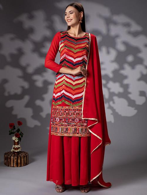 women round neck kurta dupatta set - 21275894 - Very Small Image - 1