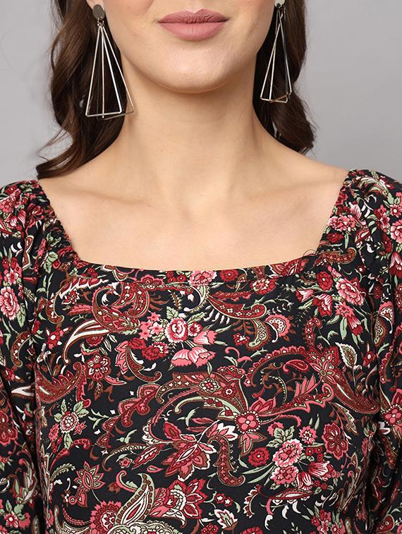 women printed puff sleeves tiered dress - 21277449 - Zoom Image - 5