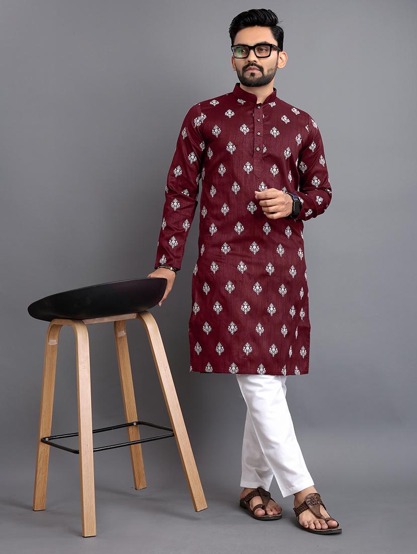 men long sleeve self-designed long kurta - 21277577 - Zoom Image - 4