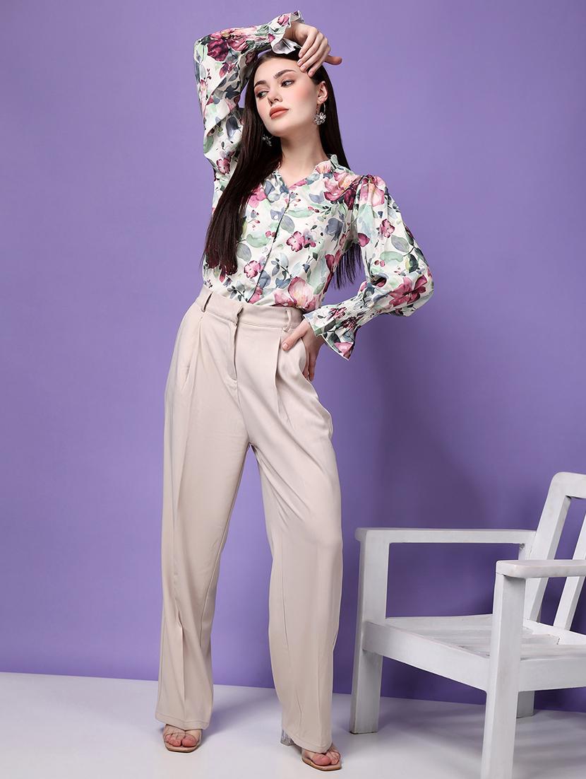white poly crepe shirt tunic - 21278078 - Zoom Image - 3