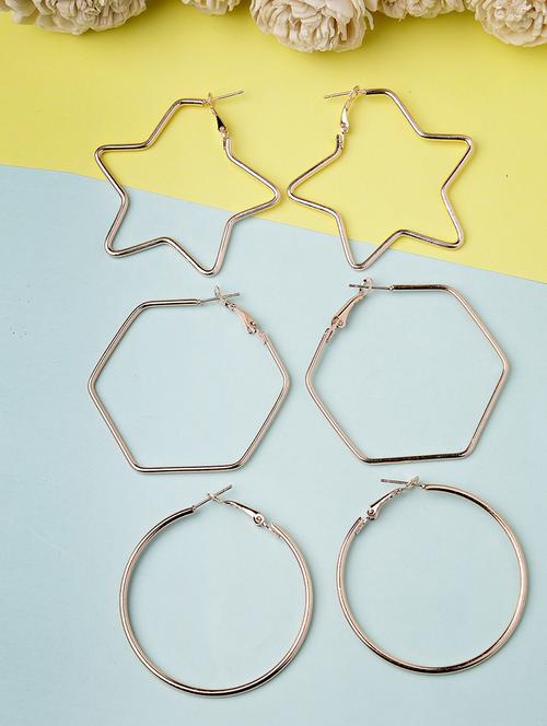 gold brass jhumka earring set of 3 - 21279425 - Very Small Image - 1