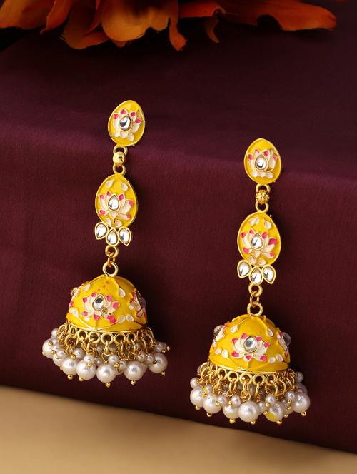 multi colored brass jhumka earring - 21279475 - Very Small Image - 1