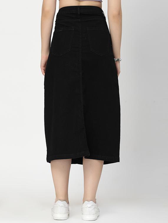 black cotton blend denim skirt - 21283361 - Standard Image - 3