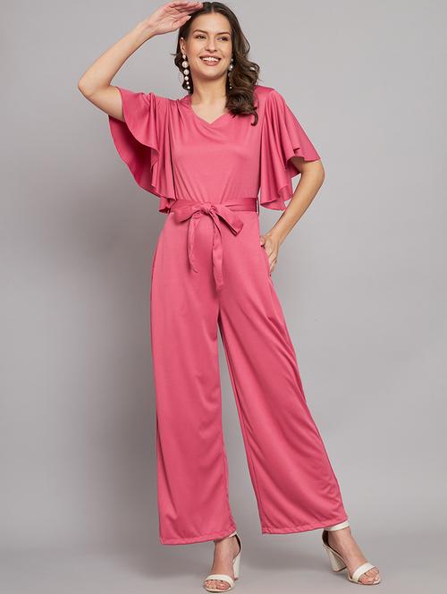 pink cotton blend full leg jumpsuit - 21286740 - Very Small Image - 1