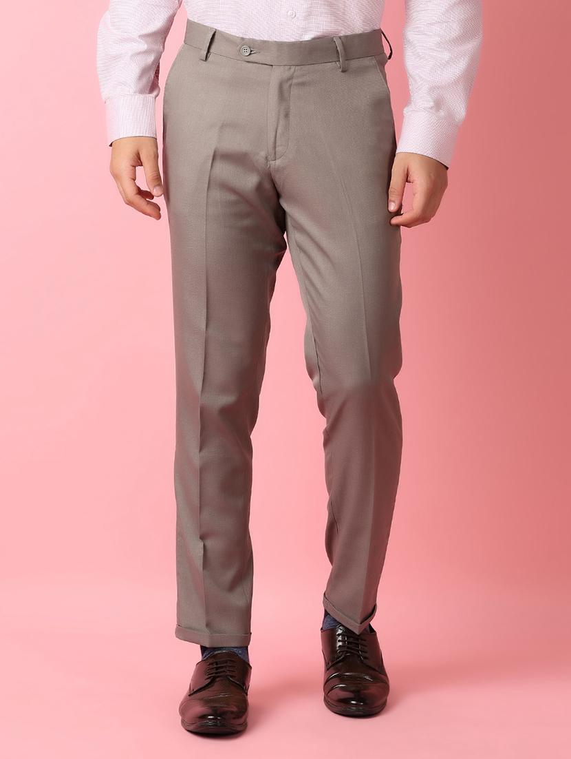 men mid rise solid flat front formal trouser