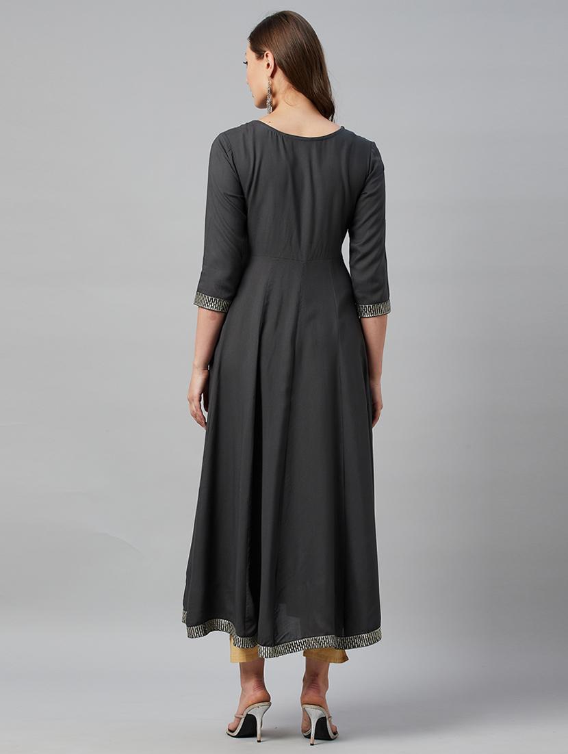 women grey viscose anarkali kurta - 21288733 - Standard Image - 4
