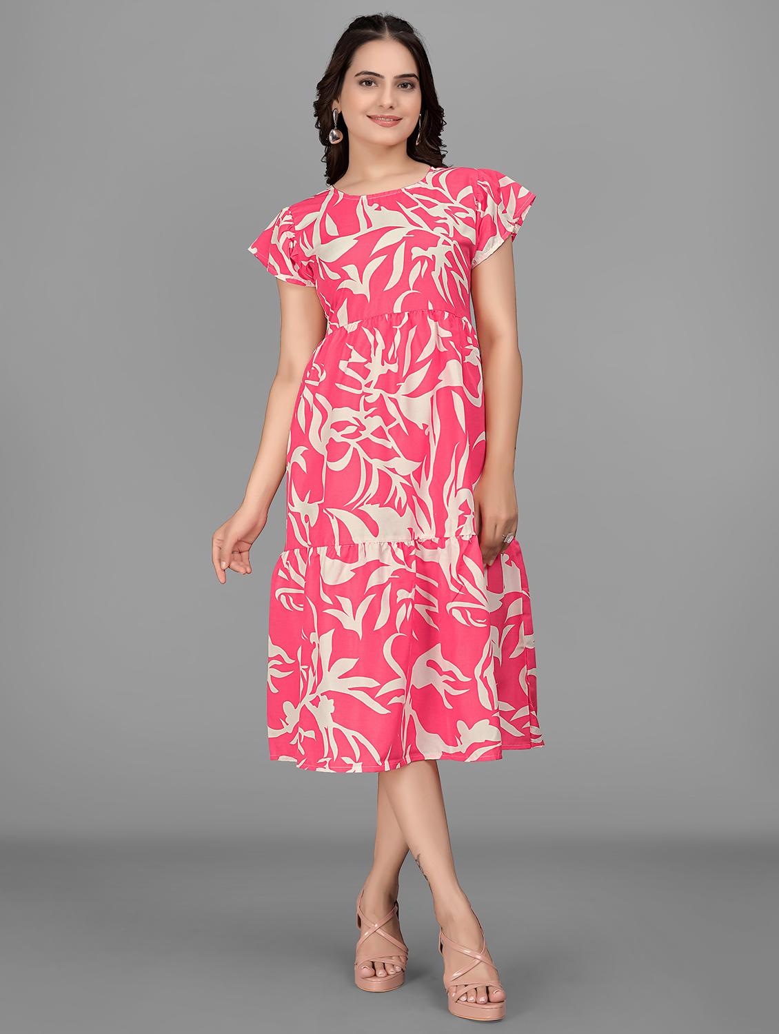 pink cotton fit & flare dress  - 21290045 -  Zoom Image - 0