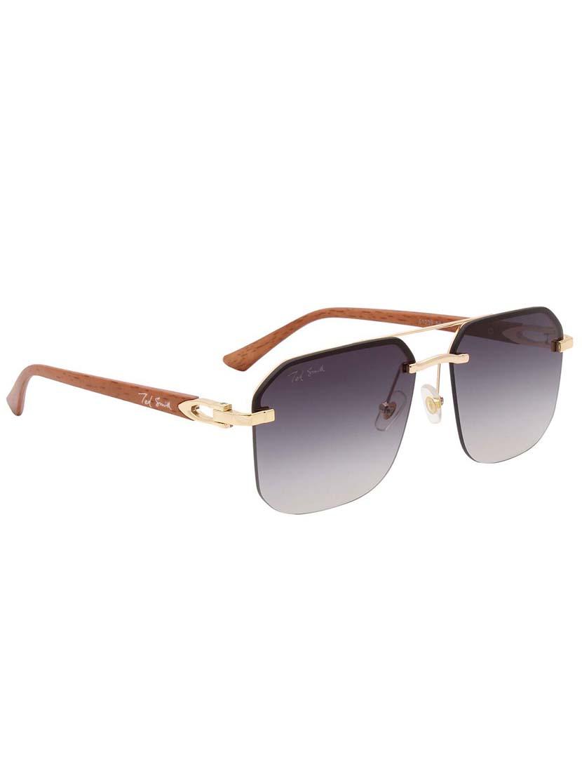 ted smith grey graded aviator sunglasses for?men women | half rim & metal frame | medium to large face ( 58-19-140 ) - 21303728 - Zoom Image - 3