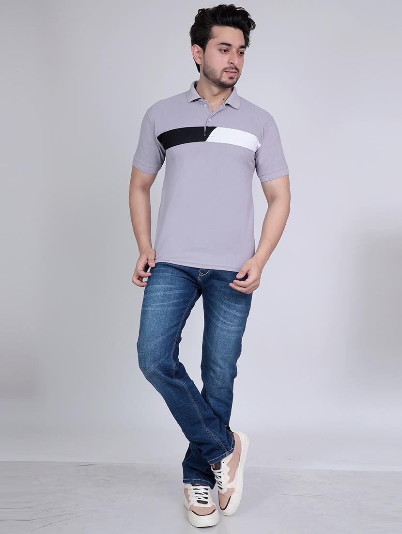 men polo neck color block t-shirt - 21303884 - Standard Image - 3