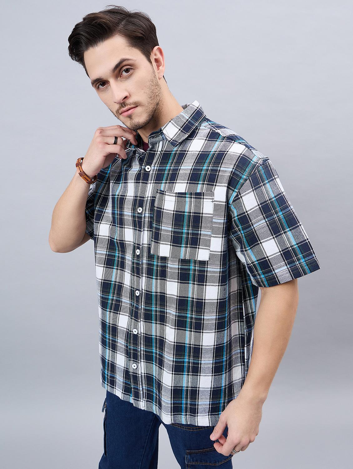 white checkered cotton casual shirt