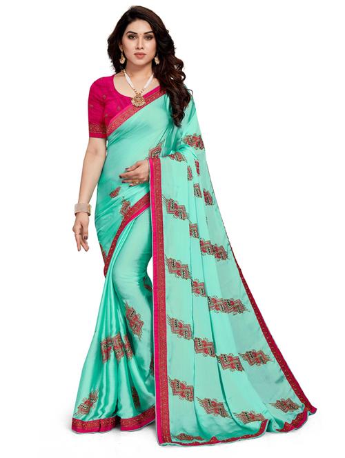 women light blue printed saree with blouse - 21318536 - Very Small Image - 1