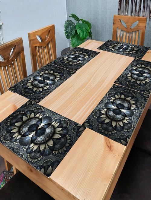Rectangular Pack Of 6 Table Placemat (black, Pvc) - 21319083 - Very Small Image - 1