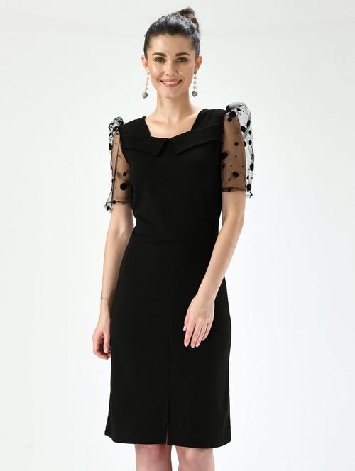 women black cotton blend bodycon dress - 21322343 - Very Small Image - 1