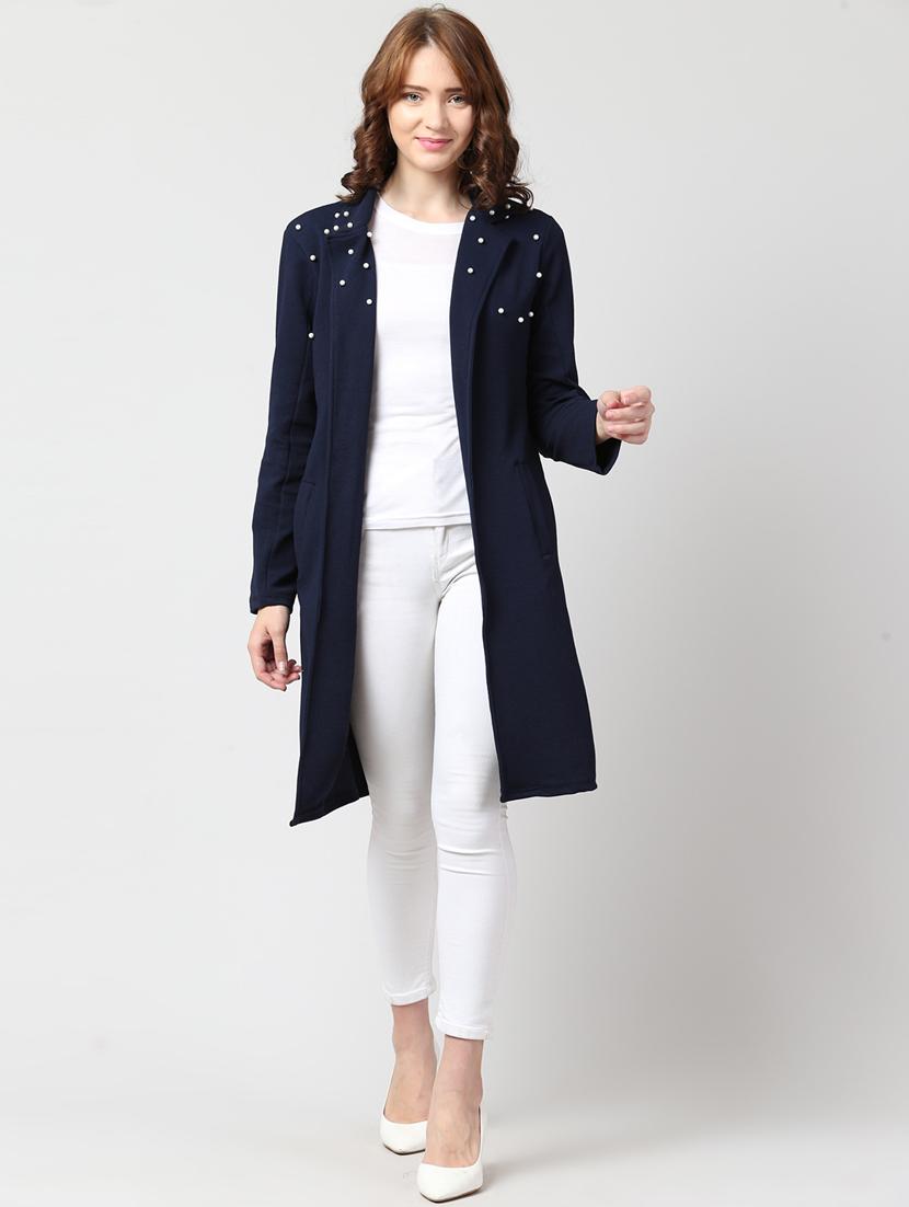 women blue cotton blend regular shrug - 21322526 - Standard Image - 3