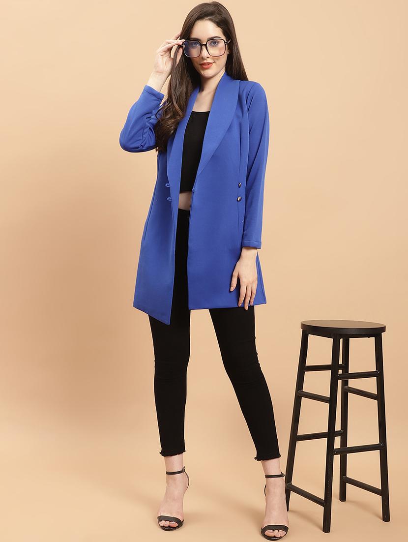 women blue polyester formal blazer - 21324432 - Standard Image - 5