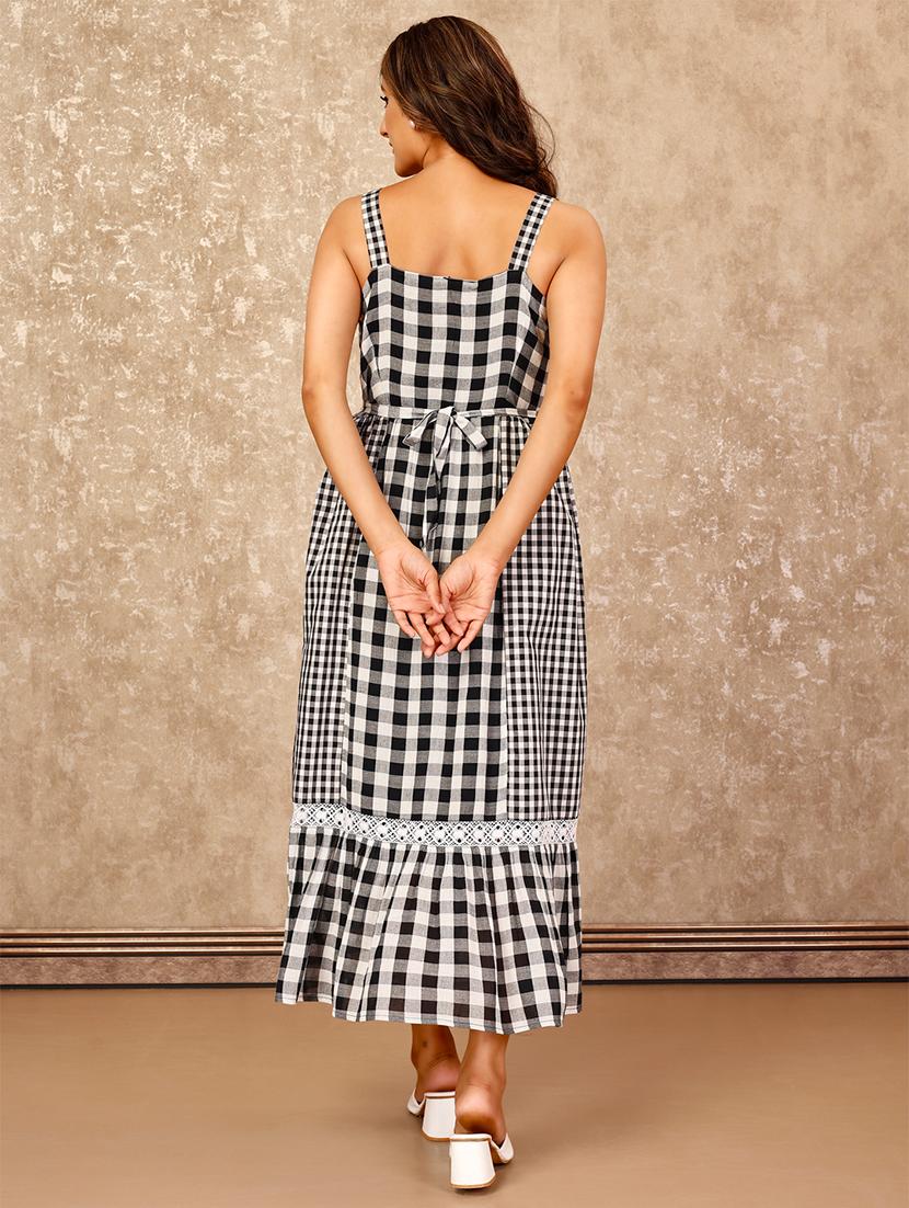 komarri elegant styline strappy cotton blend dress with lace & ruffles at hem -black - 21328793 - Standard Image - 3
